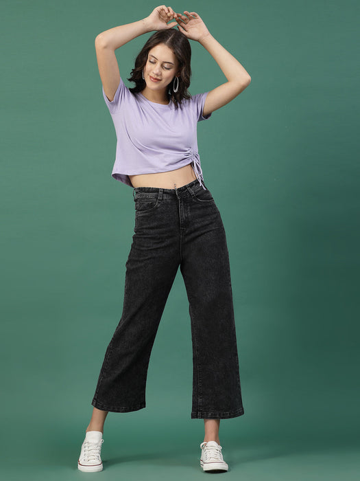 Women Ruched Cotton Jersey Crop Top