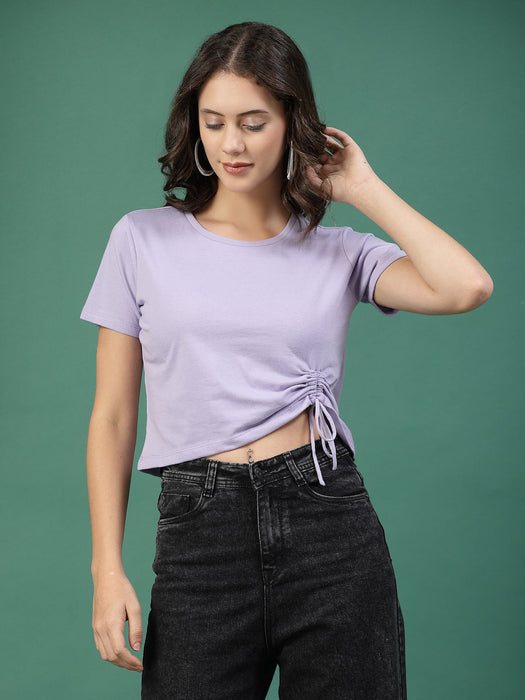 Women Ruched Cotton Jersey Crop Top