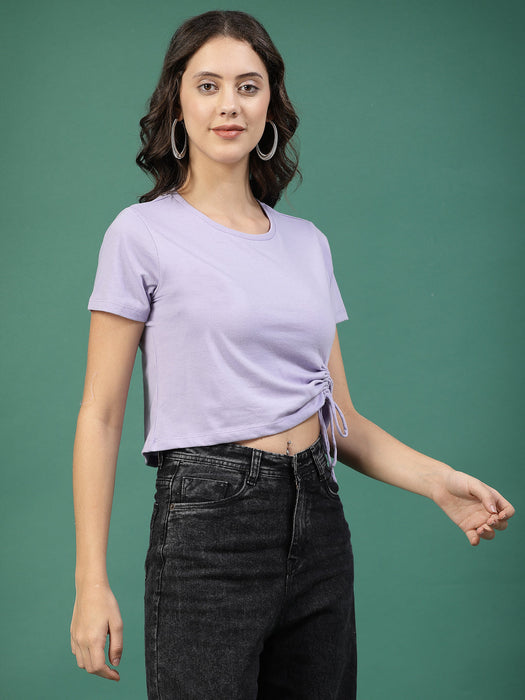 Women Ruched Cotton Jersey Crop Top