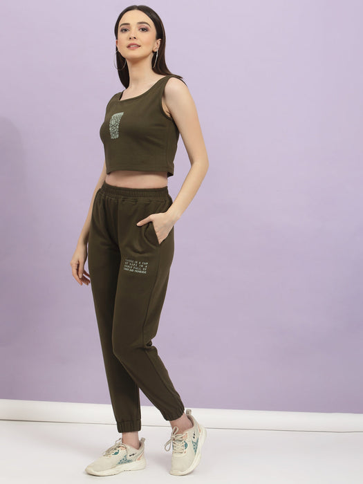 Printed Scoop Neck Crop Top & Joggers Co-Ord Set