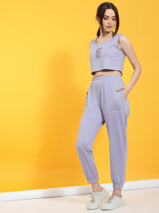 Printed Scoop Neck Crop Top & Joggers Co-Ord Set