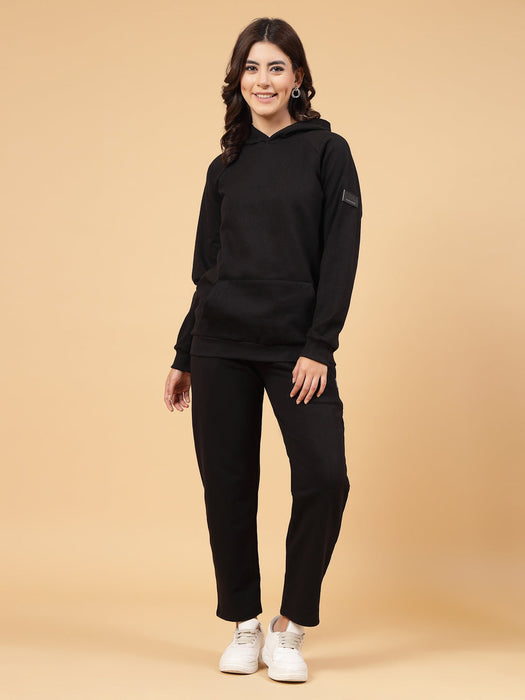 Women Oversized Solid Fleece Co-ords