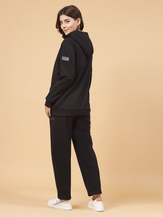 Women Oversized Solid Fleece Co-ords