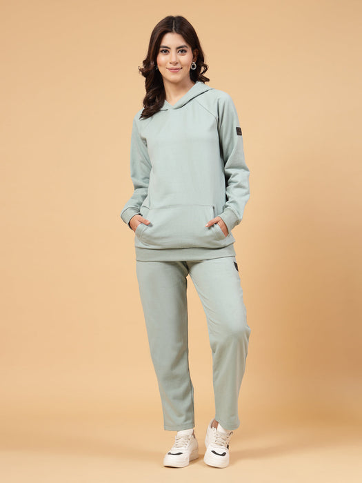 Rigo Women Peach Oversized Solid Fleece Co-ord