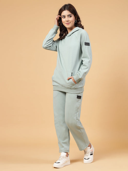 Women Oversized Solid Fleece Co-ord