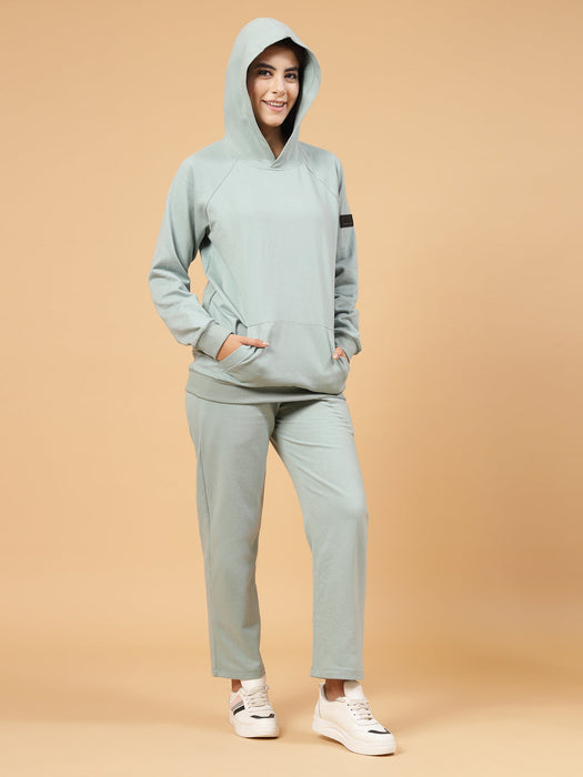 Women Oversized Solid Fleece Co-ord