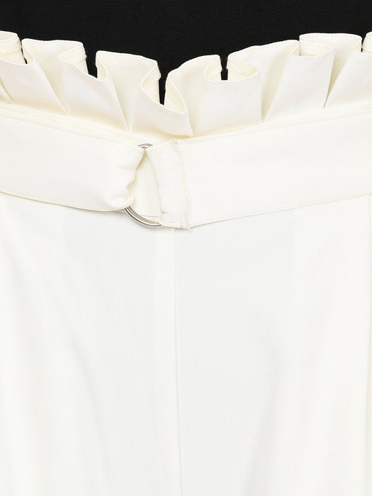 White Pleated Waist Trousers for Women