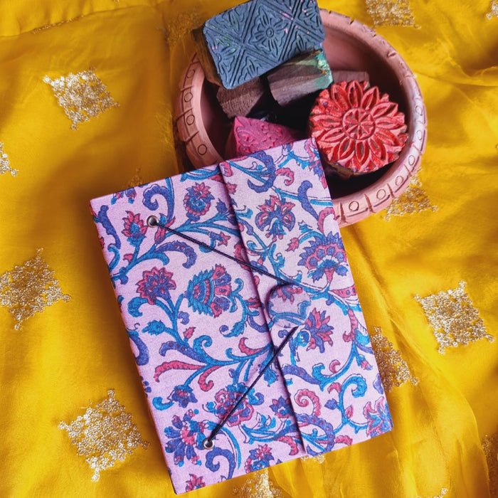 PINK FOREST-UPCYCLED HANDLOOM FABRIC JOURNAL (button)