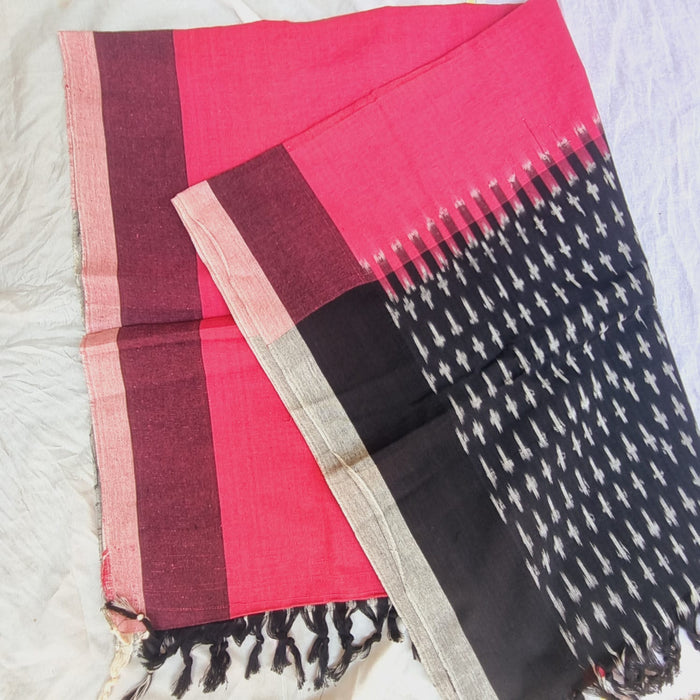 Gulabi Ikat Pochampally Handloom Cotton Dupatta