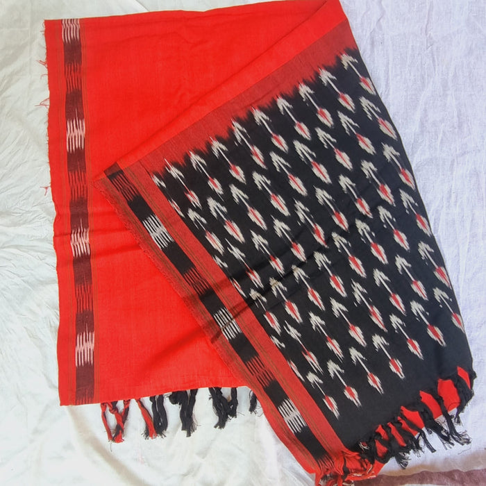 Lal Ikat Pochampally Handloom Cotton Dupatta