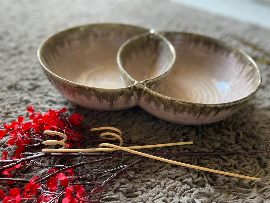 Ceramic Pink Double Bowls