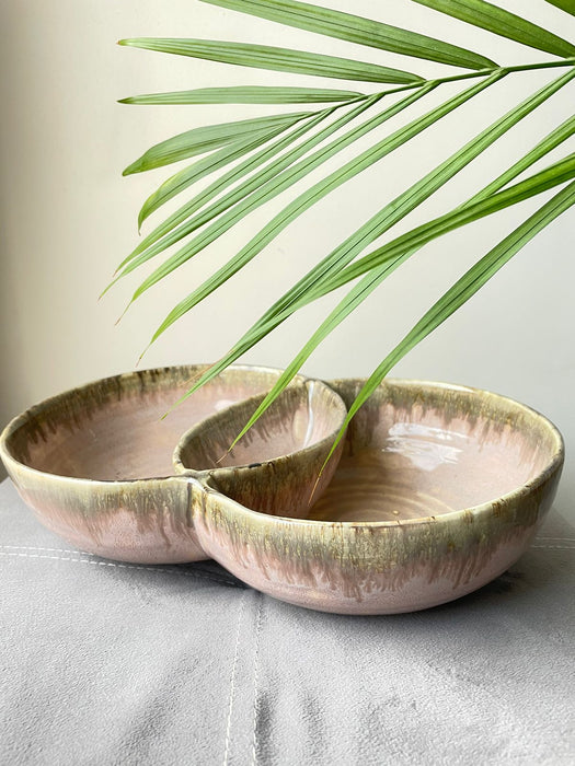 Ceramic Pink Double Bowls