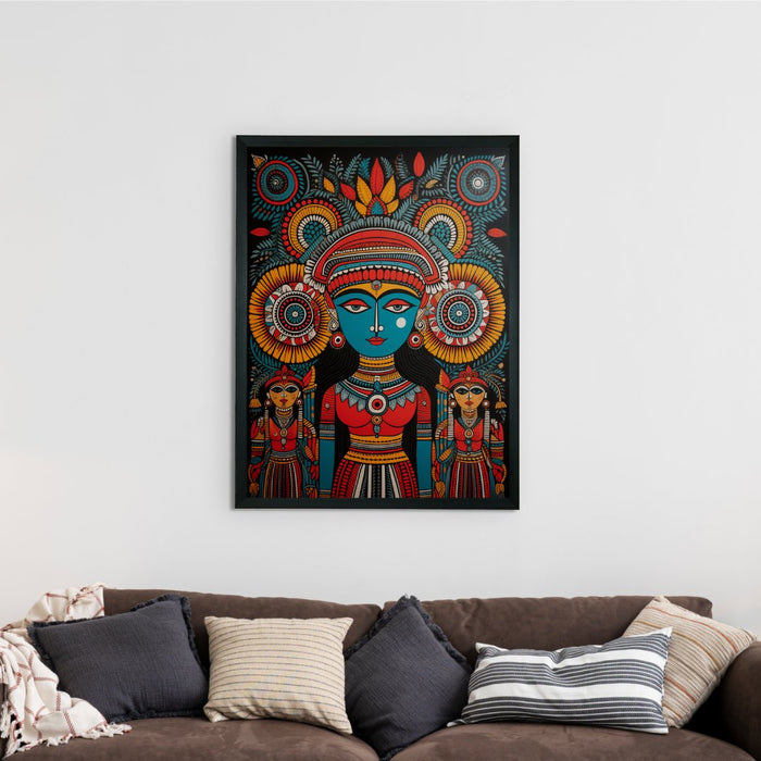 Handcrafted Canvas Wall Art: Women's Circle Mukut