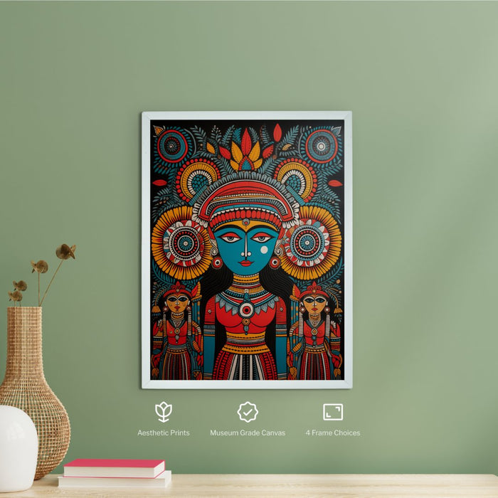 Handcrafted Canvas Wall Art: Women's Circle Mukut