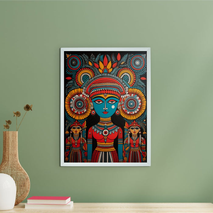 Handcrafted Canvas Wall Art: Women's Circle Mukut