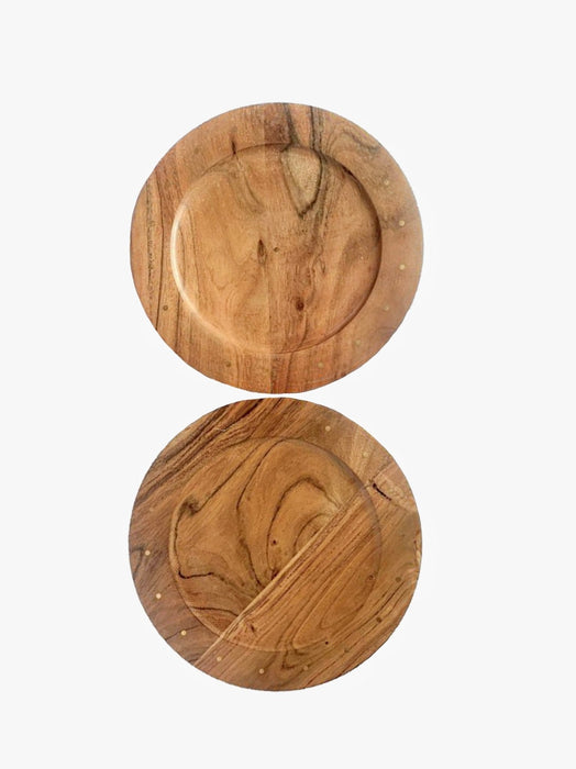 Acacia Wood Dinner Plates Set Of 2