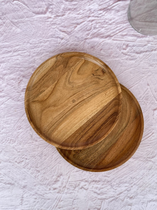 Acacia Wood Side Plates Set Of 2