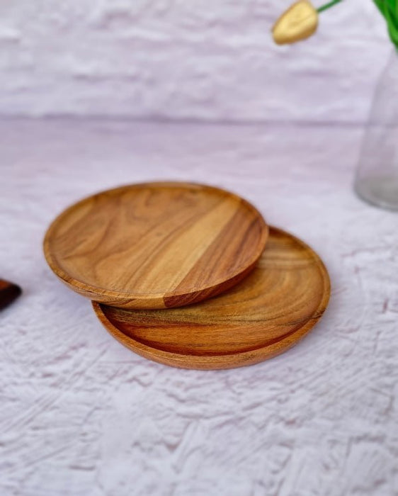 Acacia Wood Side Plates Set Of 2