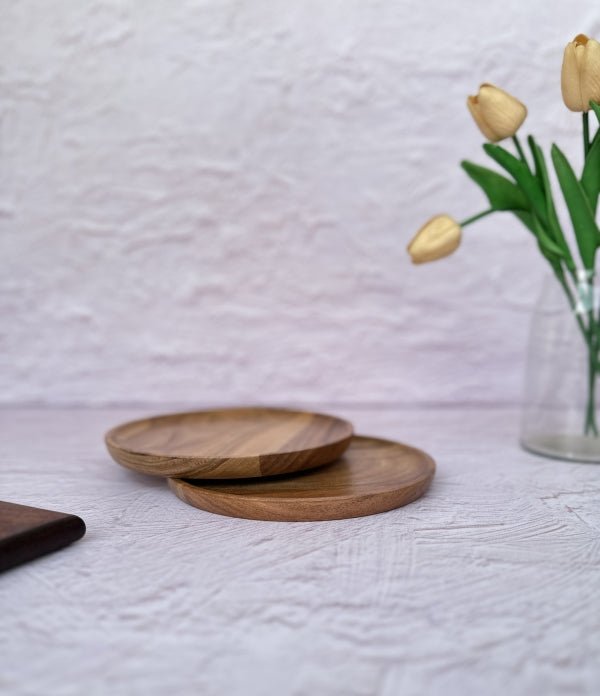 Acacia Wood Side Plates Set Of 2