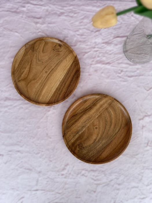 Acacia Wood Side Plates Set Of 2