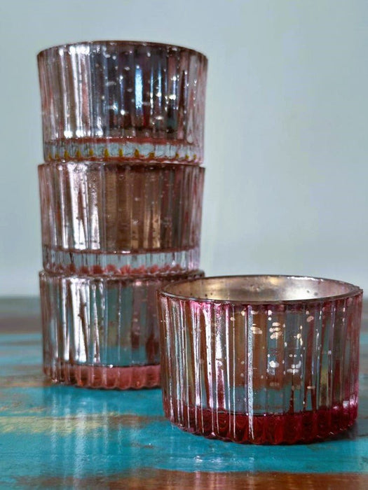 Antique Pink Glass Tealights - Vintage