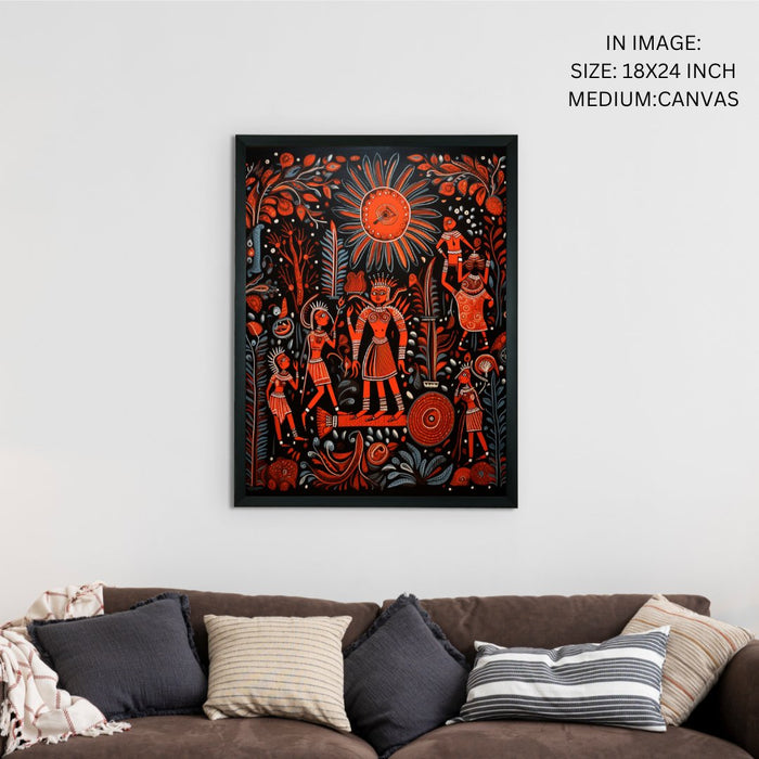 Artisan Canvas Wall Decor: Abstract Orange Family Elegance Masterpiece