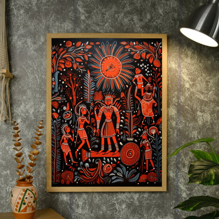 Artisan Canvas Wall Decor: Abstract Orange Family Elegance Masterpiece