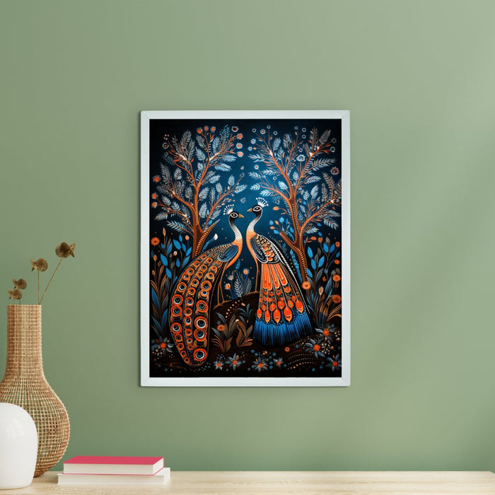 Artisan Canvas Wall Decor: Two Peacock Blue Masterpiece Collection