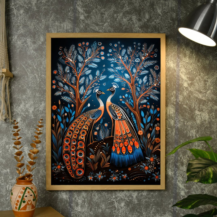 Artisan Canvas Wall Decor: Two Peacock Blue Masterpiece Collection