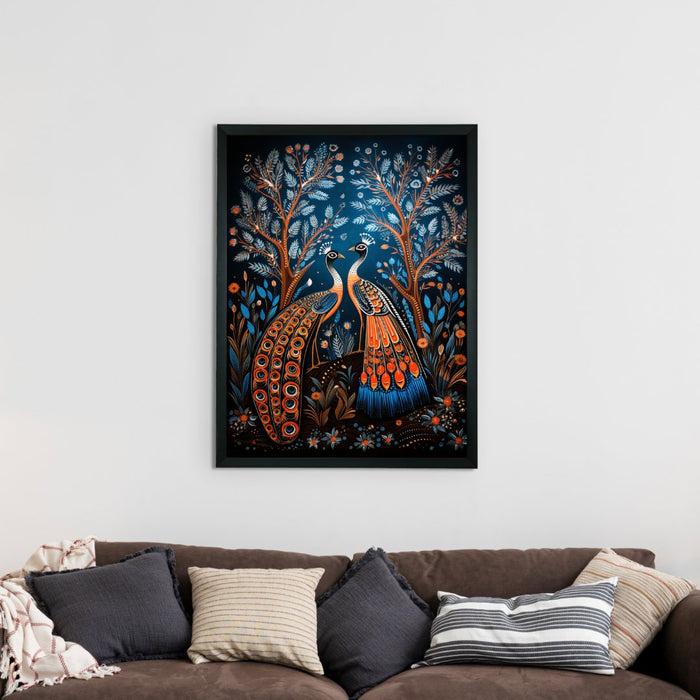 Artisan Canvas Wall Decor: Two Peacock Blue Masterpiece Collection