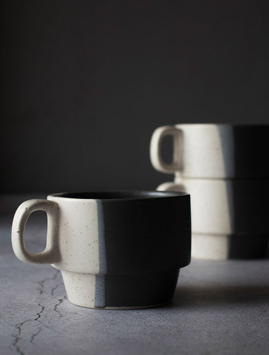 Ceramic Stoneware Black & White Stackable Mug