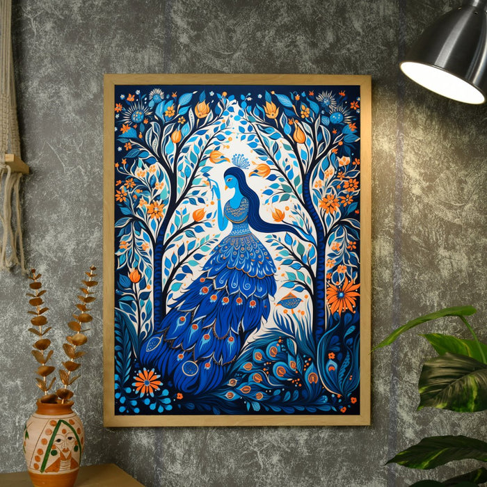 Blue Womcock Tree Aura: Artisan Canvas Wall Decor