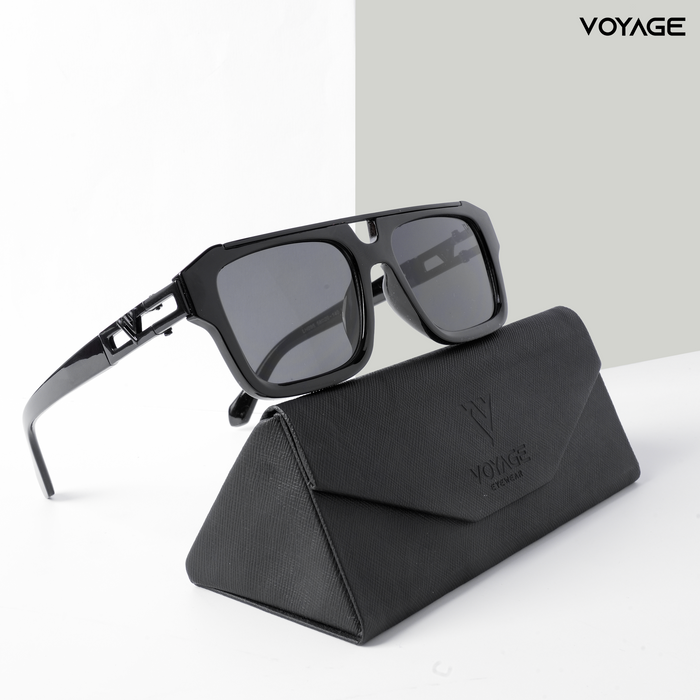 Voyage Exclusive Wayfarer Polarized Sunglasses for Men & Women (Black Lens | Black Frame - MG5385)