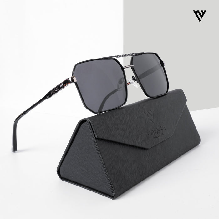 Voyage Exclusive Wayfarer Polarized Sunglasses for Men & Women (Black Lens | Black & Grey Frame - PMG5300)