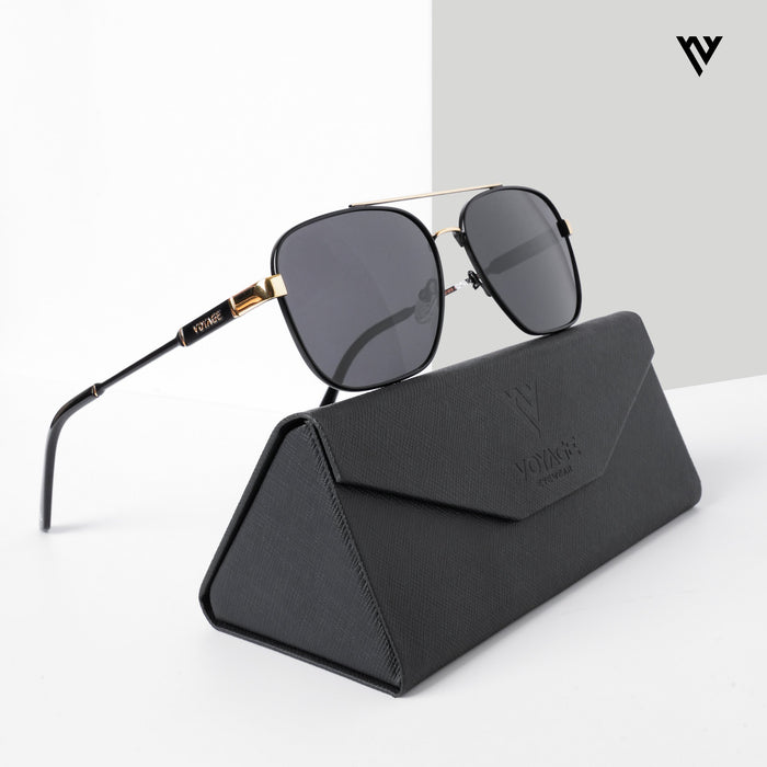 Voyage Exclusive Wayfarer Polarized Sunglasses for Men & Women (Black Lens | Black & Golden Frame - PMG5314)