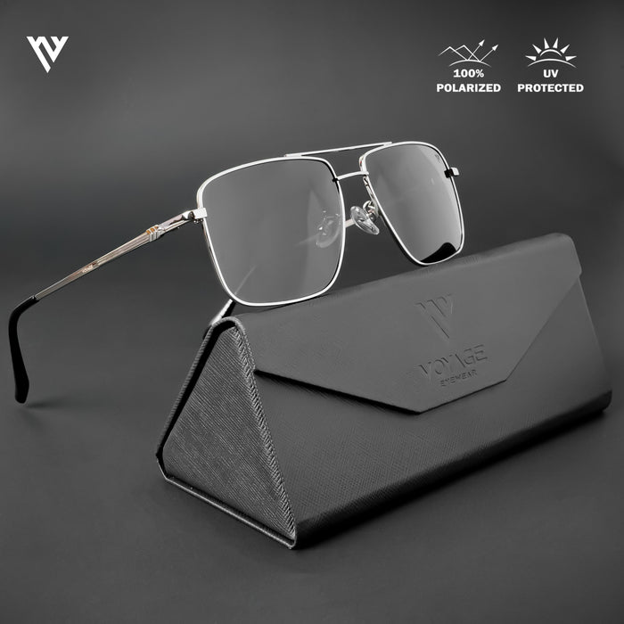 Voyage Exclusive Wayfarer Polarized Sunglasses for Men & Women (Black Lens | Silver Frame - PMG4980)