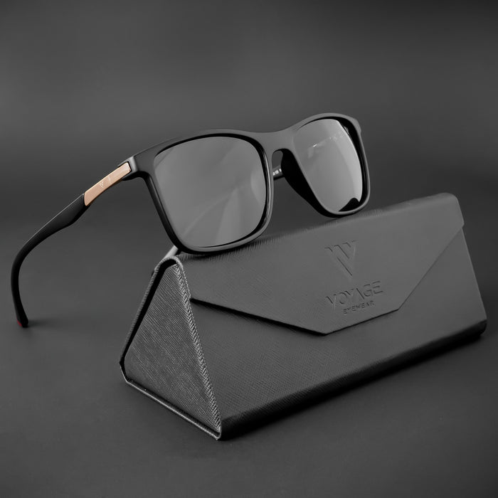 Voyage Exclusive Wayfarer Polarized Sunglasses for Men & Women (Black Lens | Matt Black Frame - PMG5042)