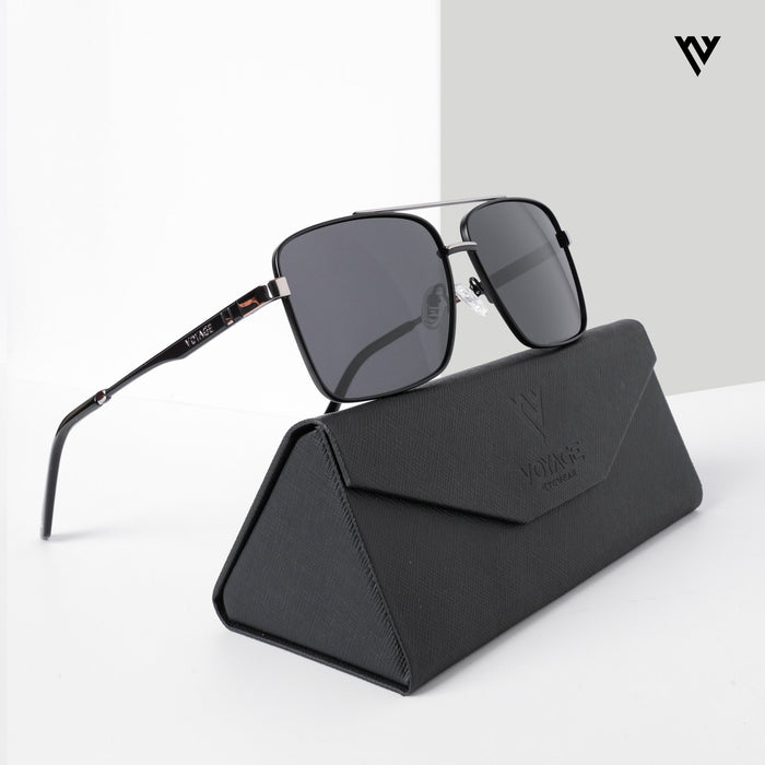 Voyage Exclusive Wayfarer Polarized Sunglasses for Men & Women (Black Lens | Black & Grey Frame - PMG5306)