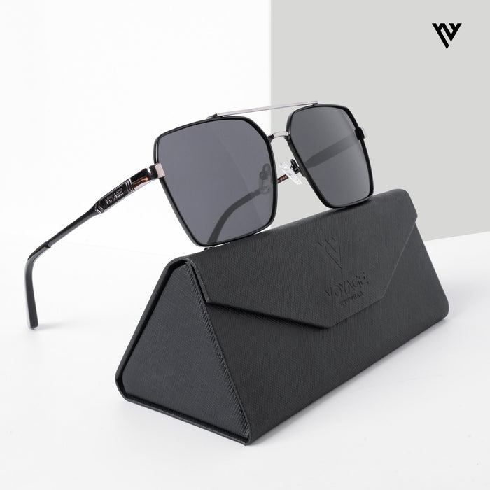 Voyage Exclusive Wayfarer Polarized Sunglasses for Men & Women (Black Lens | Black & Grey Frame - PMG5303)