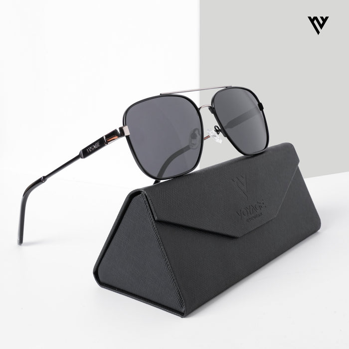 Voyage Exclusive Wayfarer Polarized Sunglasses for Men & Women (Black Lens | Black & Grey Frame - PMG5315)