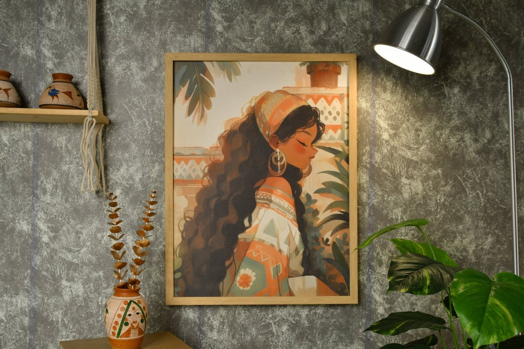 Lady in Orange Set: Artisan Canvas Wall Decor