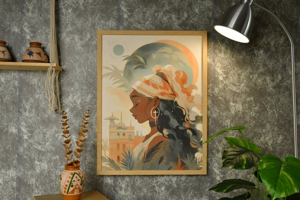 Lady in Orange Set: Artisan Canvas Wall Decor