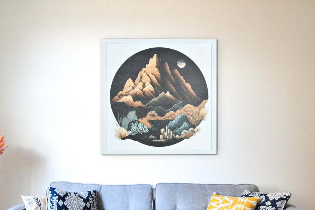 Artisan Mountains: Canvas Wall Decor with Frame in Home