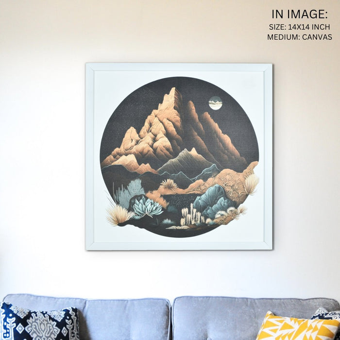 Artisan Mountains: Canvas Wall Decor with Frame in Home