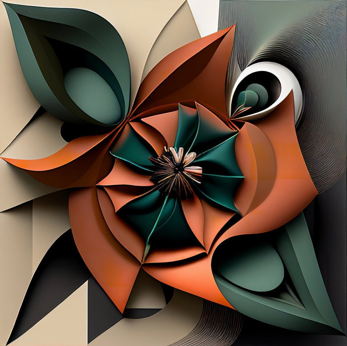 Geometrified Flower: Artisan Canvas Wall Decor Elegance