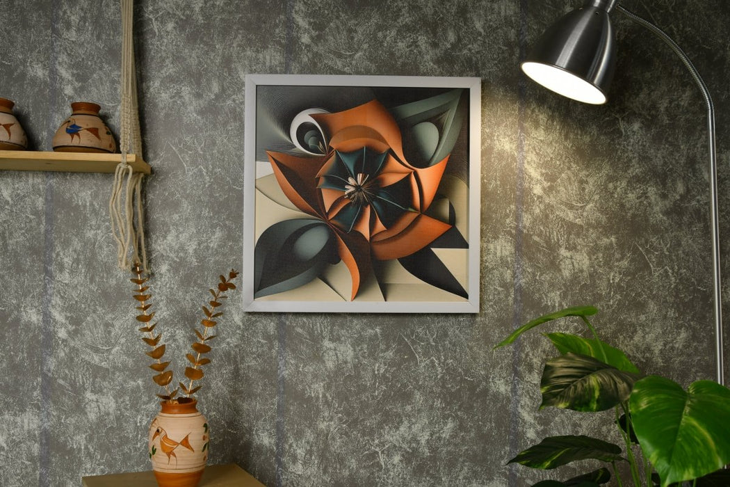 Geometrified Flower: Artisan Canvas Wall Decor Elegance