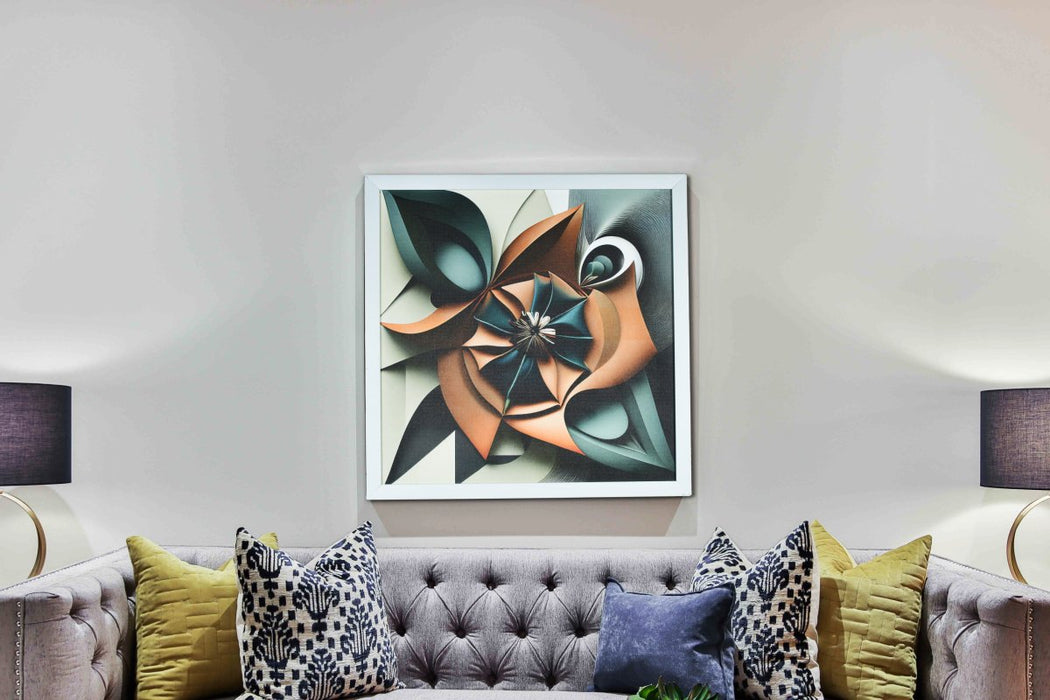 Geometrified Flower: Artisan Canvas Wall Decor Elegance