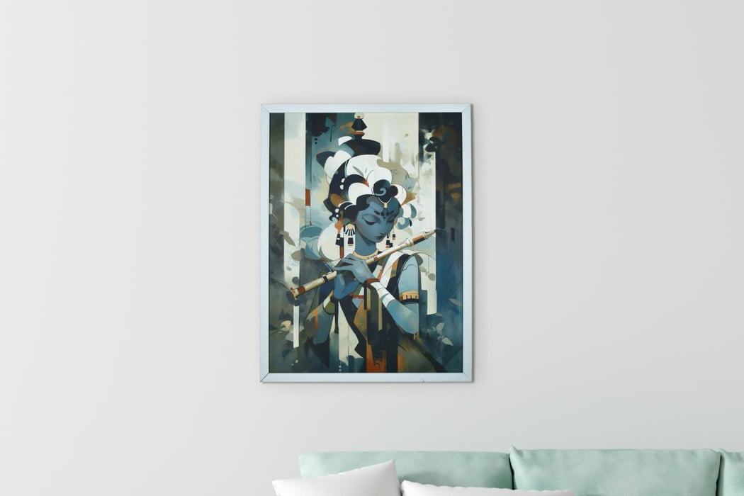 Krishna with Flute Canvas: Premium Wall Decor for Living Room