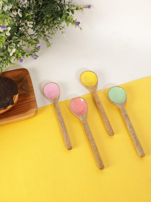 Colorful Rainbow Wooden Spoons Set Of -4