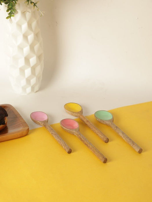 Colorful Rainbow Wooden Spoons Set Of -4